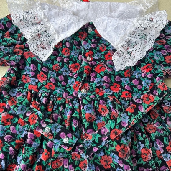 Vtg Somersalts Baby Dress Size 3 Floral With Lace  Collar - Picture 4 of 8